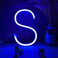 Vista 25 de Letras de neón azules, letreros LED que funcionan con pilas, luces LED del alfabeto, letrero de marquesina, letras decorativas de marquesina, luces