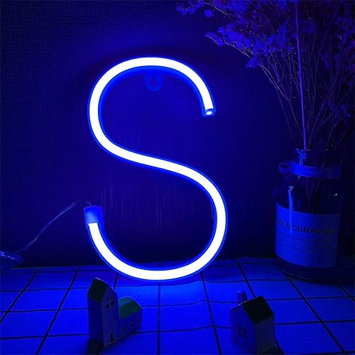 Vista 36 de Letras de neón azules, letreros LED que funcionan con pilas, luces LED del alfabeto, letrero de marquesina, letras decorativas de marquesina, luces