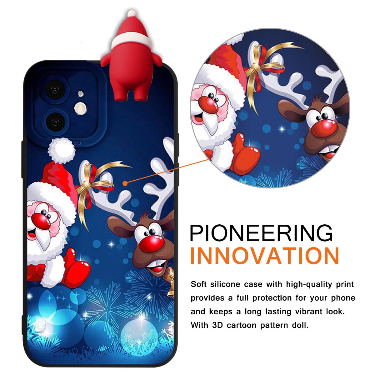 Xylota Natale Cover con Cordino per iPhone 12 6.1, Custodia con
