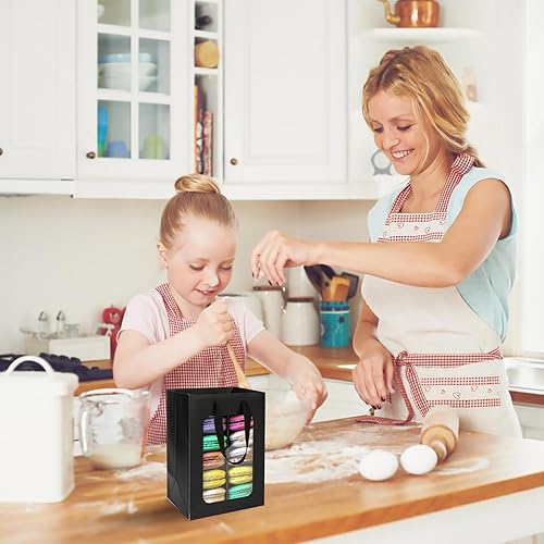 Miniatura 7 de EUSOAR Bolsas de papel negro con ventana, 50 unidades, 7 x 5.12 x 9.84 pulgadas, bolsas de regalo de compras con ventana transparente, bolsas de