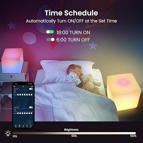 Miniatura 8 de LOFTEK Lámpara de pie con luces de cubo inteligentes RGBW+IC 16 millones de colores cambiantes, luz nocturna LED para muebles con aplicación,