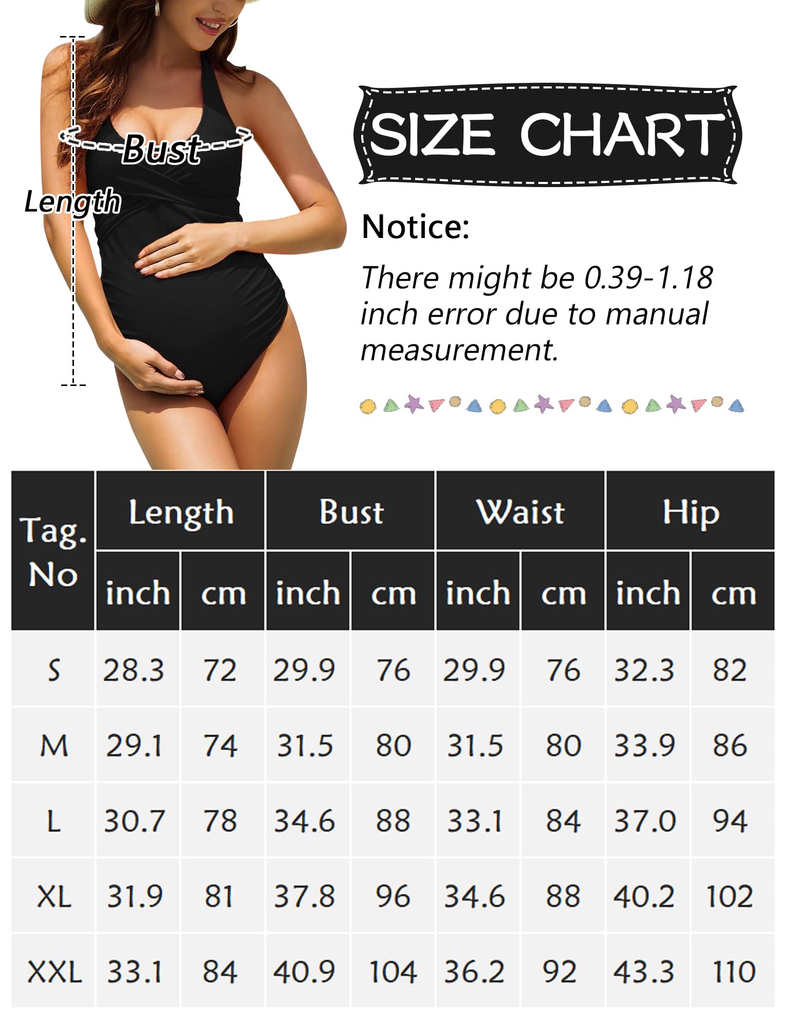 FEOYA Maillot de Bain Femme Enceinte 1 Pièce Halter Maillot de Bain Grossesse Maternité Piscine Plages Vêtements de Natation Été