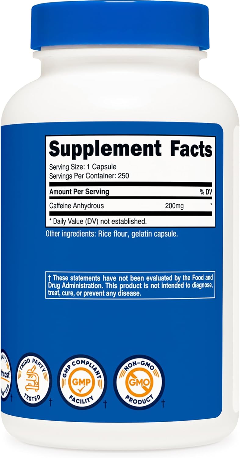 Nutricost Caffeine Pills, 200mg Per Serving (250 Caps) - Image 5