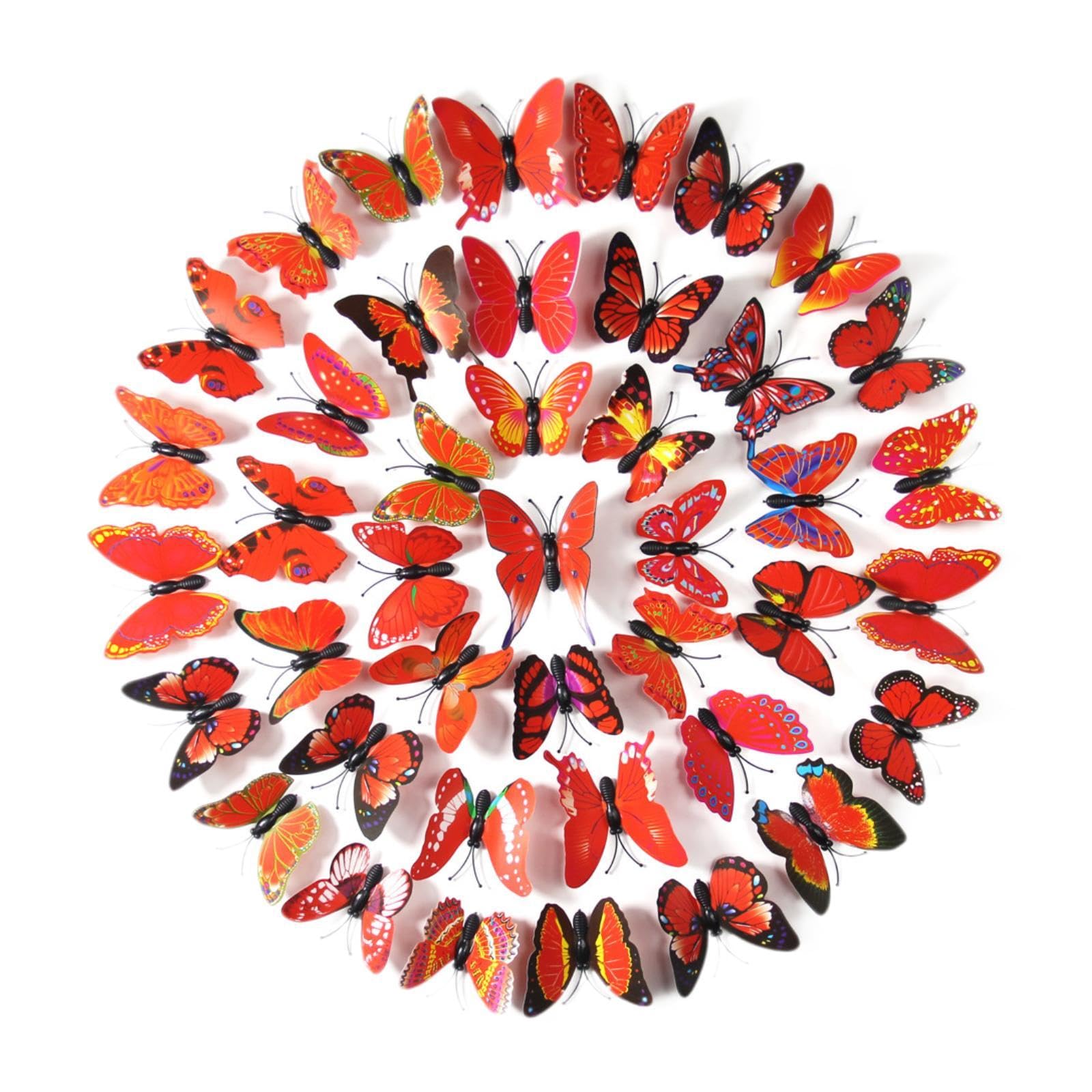 Autocollants muraux papillons 3D une envolée rouge pleine de poésie