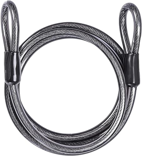 DELSWIN Cable de acero de seguridad con bucles, 0.472 in (1/2 pulgada) de grosor, 4 pies, resistente cable de bloqueo de bicicleta, cables trenzados