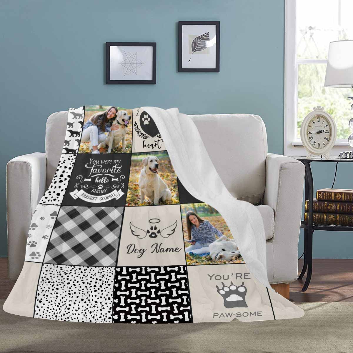 Personalized Pet Memorial Throw Blanket - Dog Memorial Cat Memorial Blankets With Picture Upload - Memorial Gifts For Dogs Cats Pets Lovers - Customized In Loving Memory Remembrance Blankets