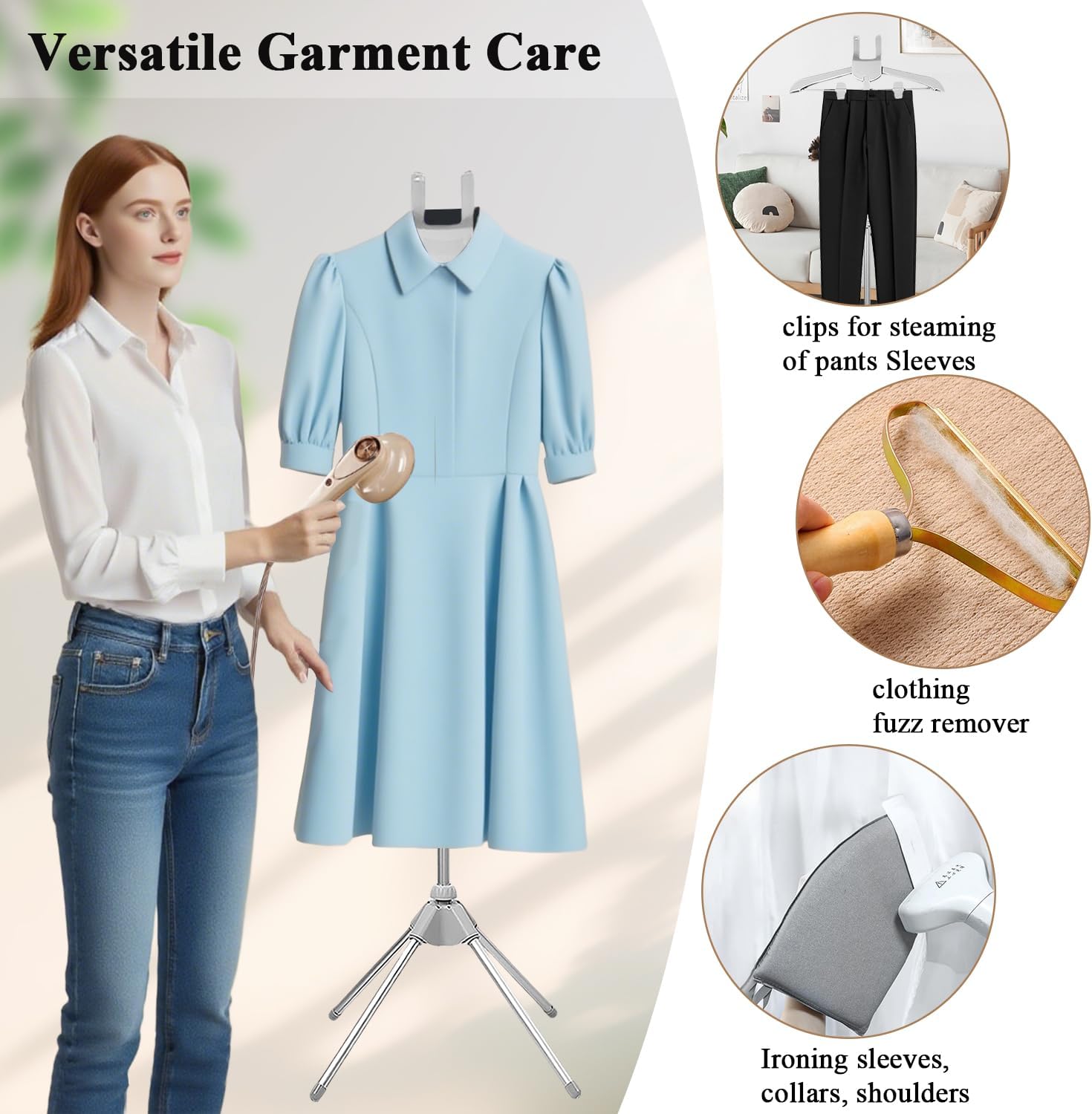 Steamer Stand for Clothes - Adjustable Steamer Rack, Portable Steaming & Ironing Stand - Grey