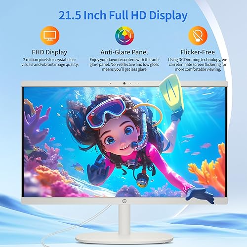 Miniatura 4 de HP Computadora de escritorio todo en uno 2025, procesador Intel Celeron J4025, pantalla FHD de 21.5 pulgadas, 32 GB de RAM, SSD de 1 TB, Wi-Fi 6,