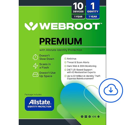 Webroot Premium 2026 with Allstate Identity Protection (10 Device)
