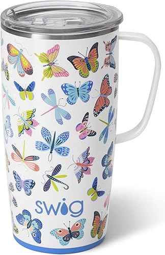 Vista 60 de Swig Life - Taza de café de viaje de 22 onzas, vaso con aislamiento térmico con asa y tapa, para portavasos y lavavajillas, de acero inoxidable