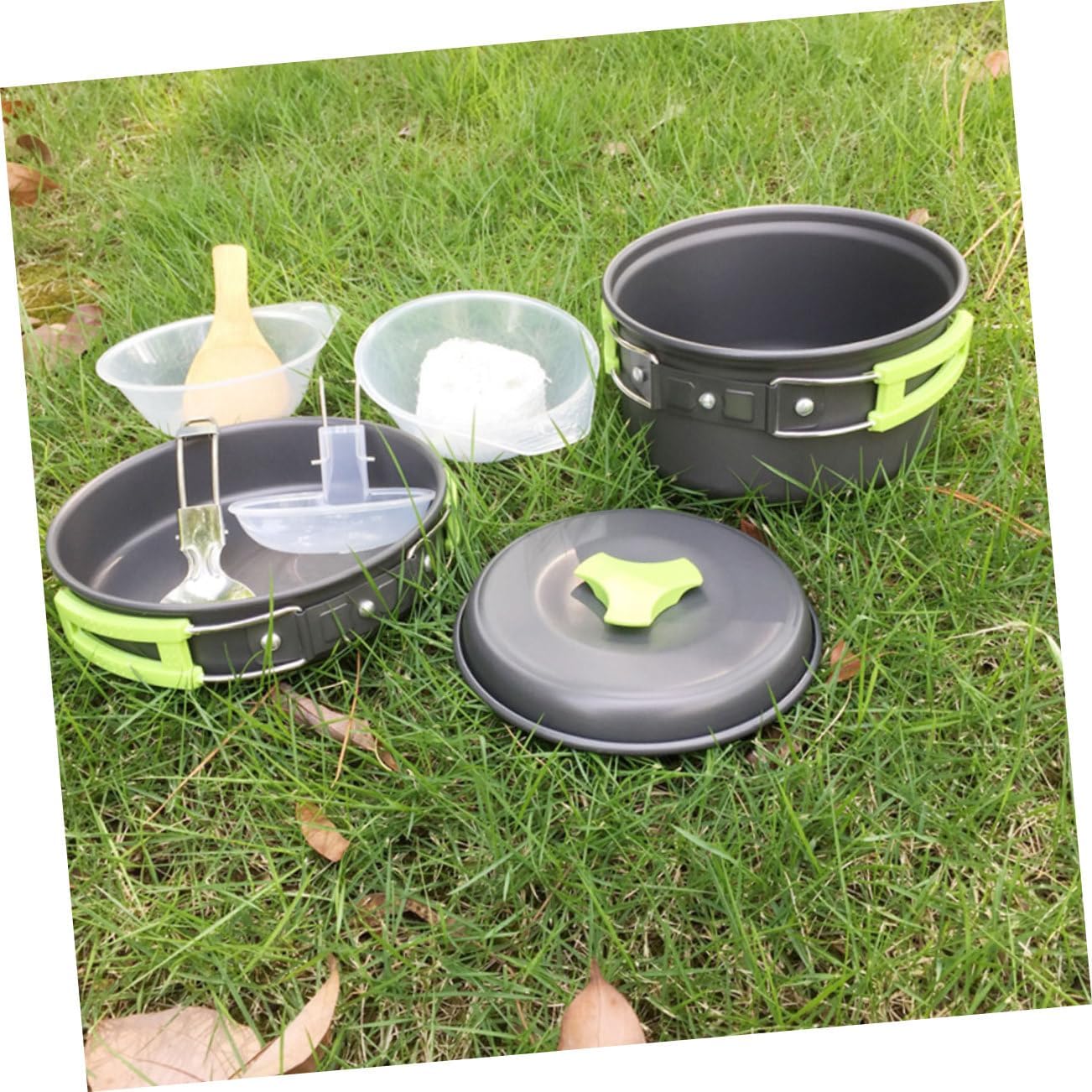 Abaodam Compact Camping Cookware Pots Pan Cutlery for People Lightweight for Hiking Picnic BBQ