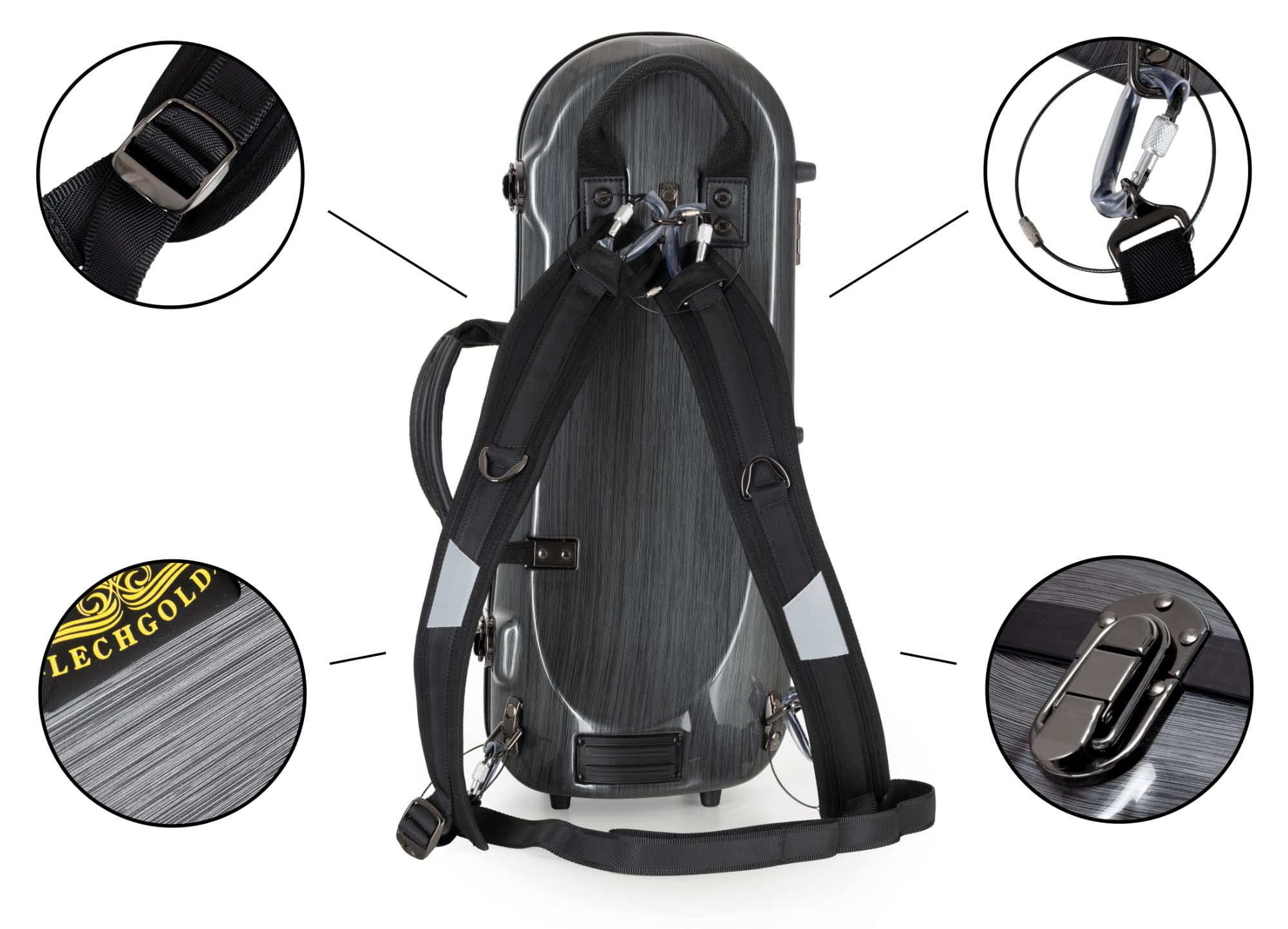 Maletín Deluxe Lechgold para Trompeta, Carcasa de plástico resistente | Maletín para instrumento Lechgold "Deluxe" para trompeta, Apto para trompetas Bb con válvulas Perinet, Peso: 2, 1 kg