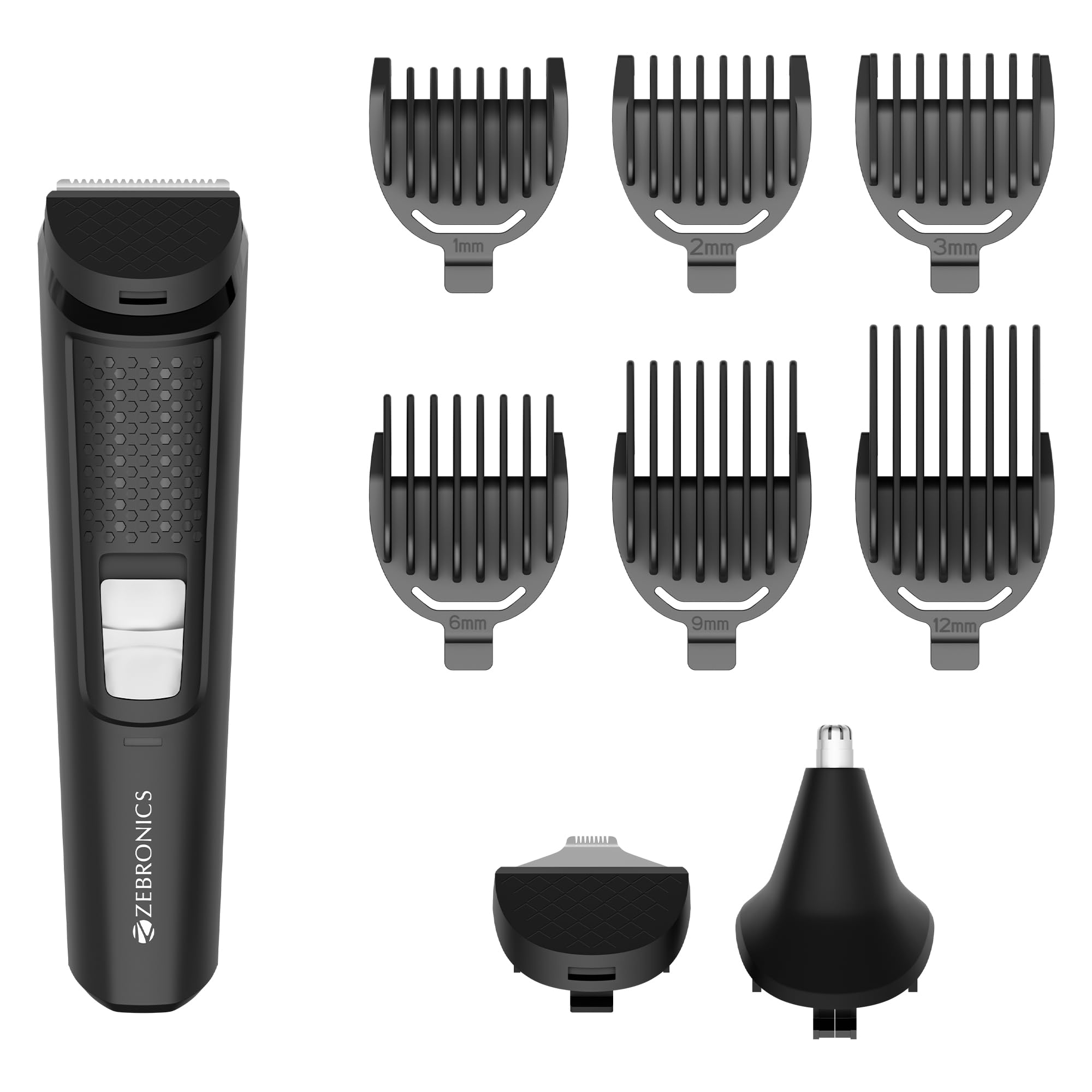 Zebronics HT205 9-in-1 Multi Grooming Kit for Men, Up to 120min Runtime, Type-C Rechargeable, Corded & Cordless, Rapid Charging, 6 Guide Combs, LED Indicator, Stainless Steel Blades (Black)-image-25