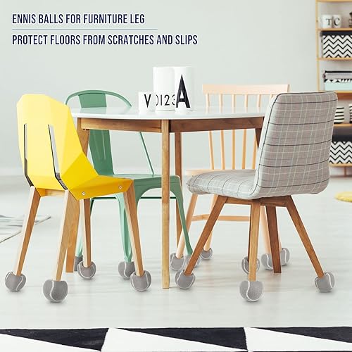 Miniatura 6 de Macarrie 40 pelotas de tenis para patas de muebles y protección del suelo, pelotas de tenis precortadas para sillas, pelotas de tenis, sillas de