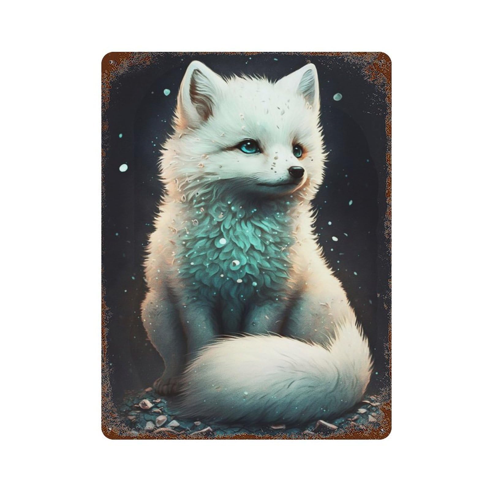 Cute Fox Retro Metal Sign 15.7"x11.8", Classic Wall Plaque for Garage, Pub Or Kitchen