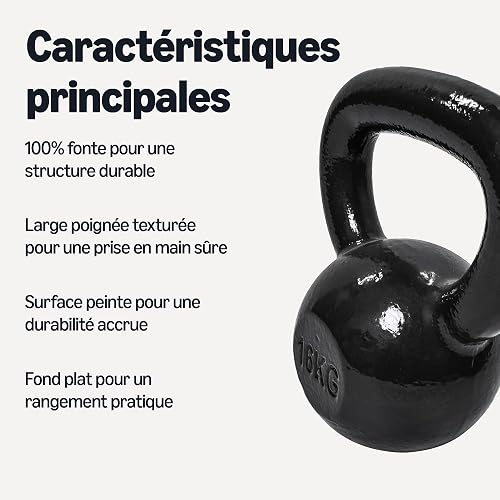 Amazon Basics Cast-Iron Kettlebell with Textured and Painted Surface, Black, 16 kg / 35lbs - 2