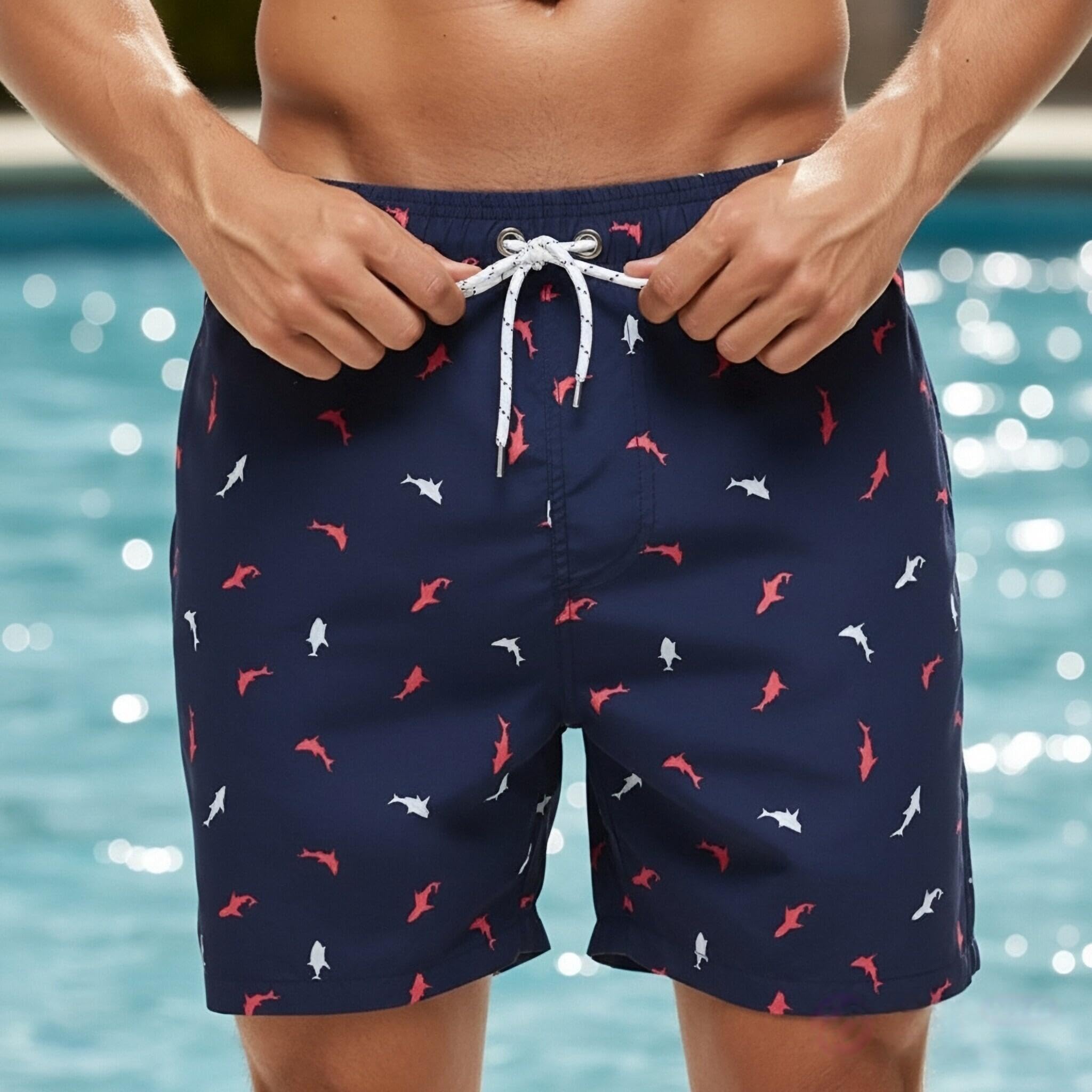 Pantalones cortos casuales para hombre, con cordón, para verano, playa, elásticos, de sarga, pantalones cortos de golf — view 5