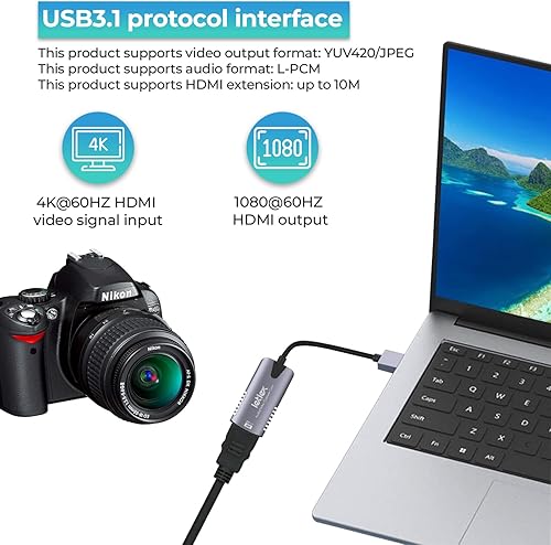 Miniatura 4 de Tarjeta de captura de video Adaptador USB HDMI 4k HDMI Grabadora de video y tarjeta de captura para transmisión 4k HDMI Tarjeta de captura de video