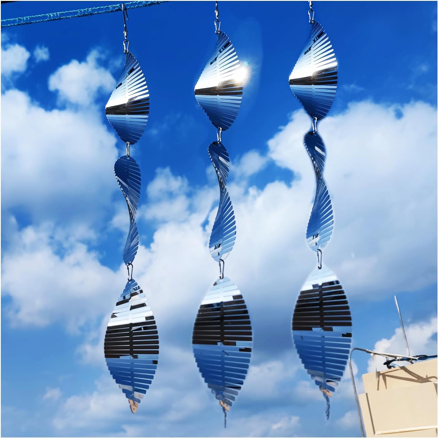 TFANUO Mandala Windspiel 3D Edelstahl 30,5 cm hängende Winds