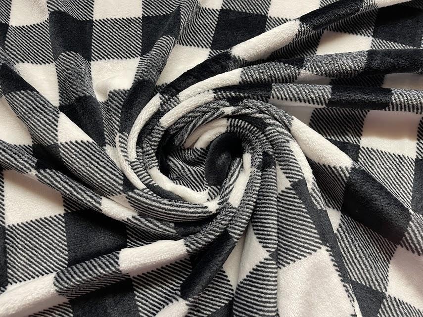 Tissu polaire double face de qualité supérieure carreaux noir blanc 5 m