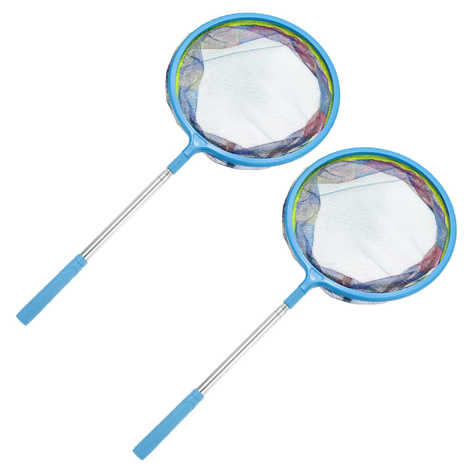 M METERXITY 2-Pack Fishing Net, Telescopic Butterfly Fishing Nets with Stainless Steel Handle for Catching and Releasing Fish/Minnow/Crabs/Butterfly, Extendable from 22 to 48.8 Inch [Blue]