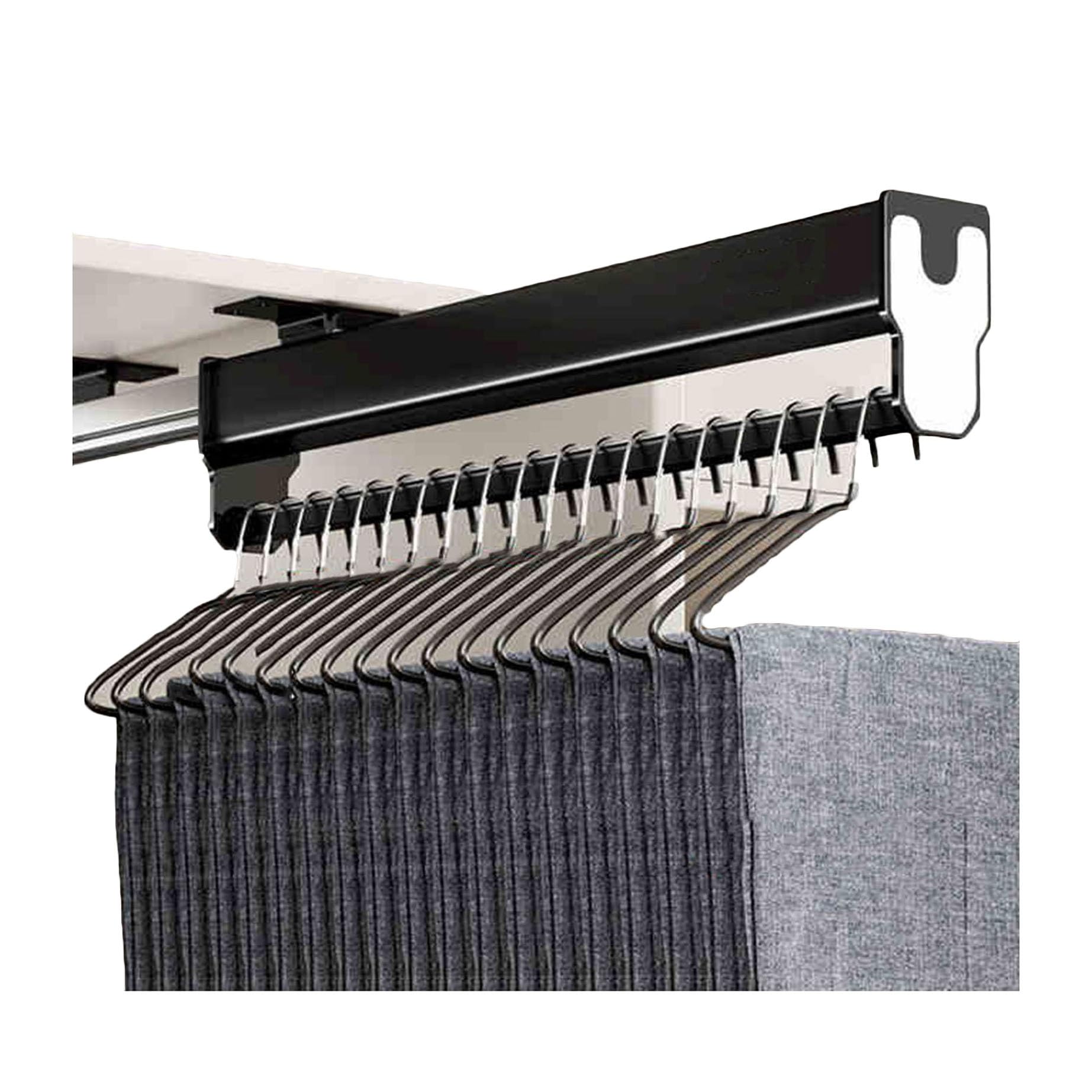 Tringle de placard coulissante avec miroir silencieuse à 3 sections pour pantalons - Rail réglable pour chambre à coucher et magasin de détail (noir, 345 mm)