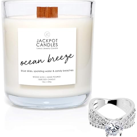 Jackpot Candles Ocean Breeze Candle with Ring Inside (Surprise Jewelry Valued at $15 to $5,000) Ring Size 5