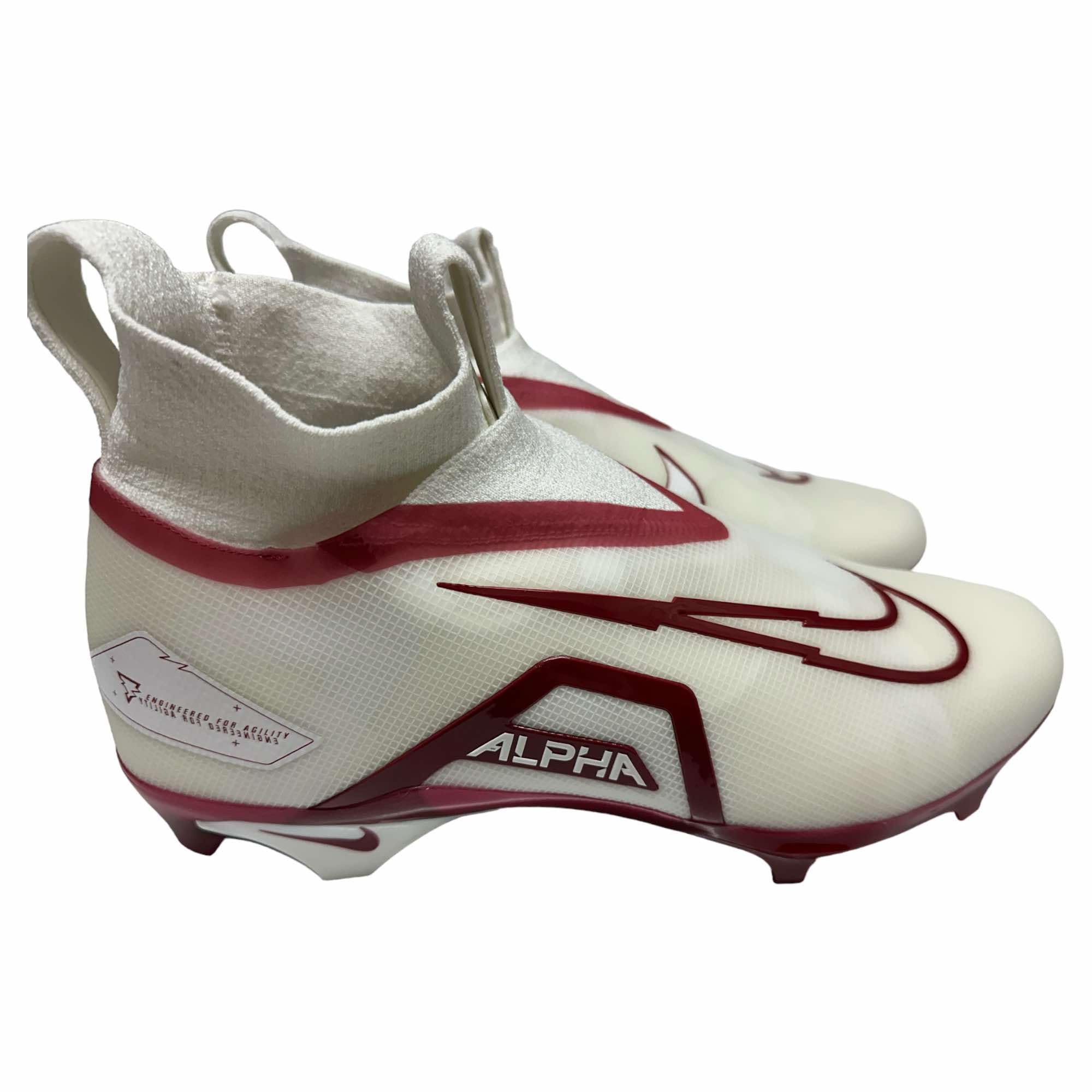 Nike Men's Alpha Menace Elite3 Football Cleats Shoes White/Dark Red #DM1792-100 - Size Men's 12
