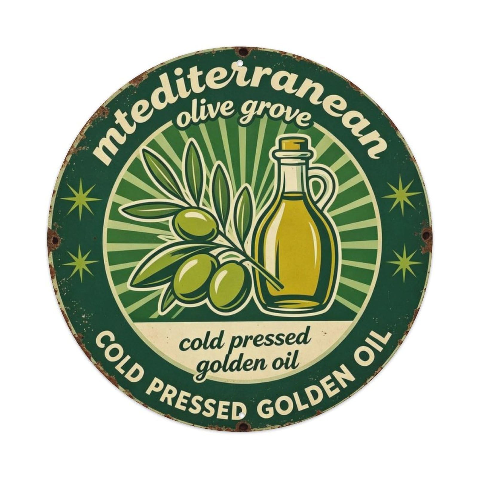 Mediterranean Olive Grove Metal Tin Sign Plaque
