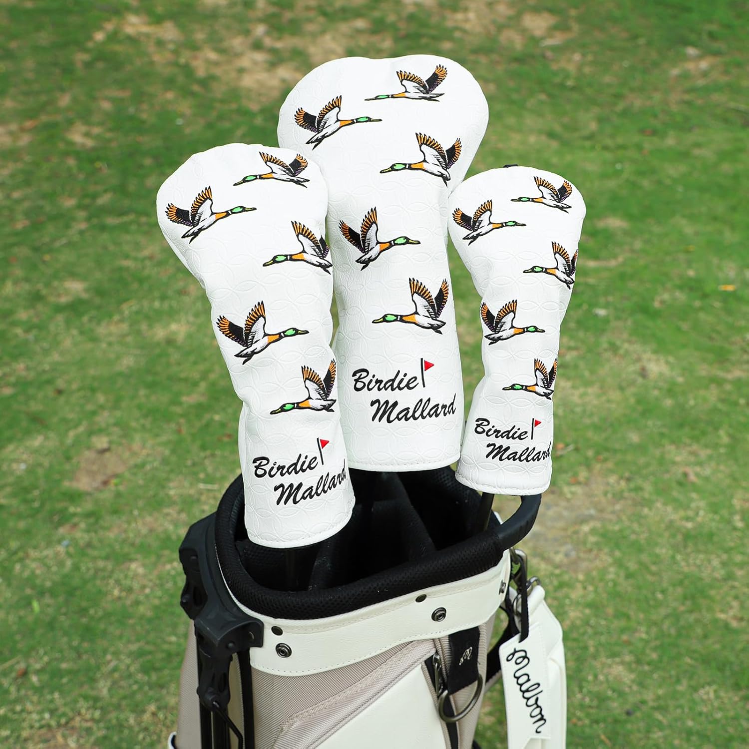 Golf Head Covers, Leather Driver Headcover, Fairway Wood Cover, Hybrid Head Covers – Advanced Embroidery Golf Club Head Covers for Men Women Mallard Golf Headcovers
