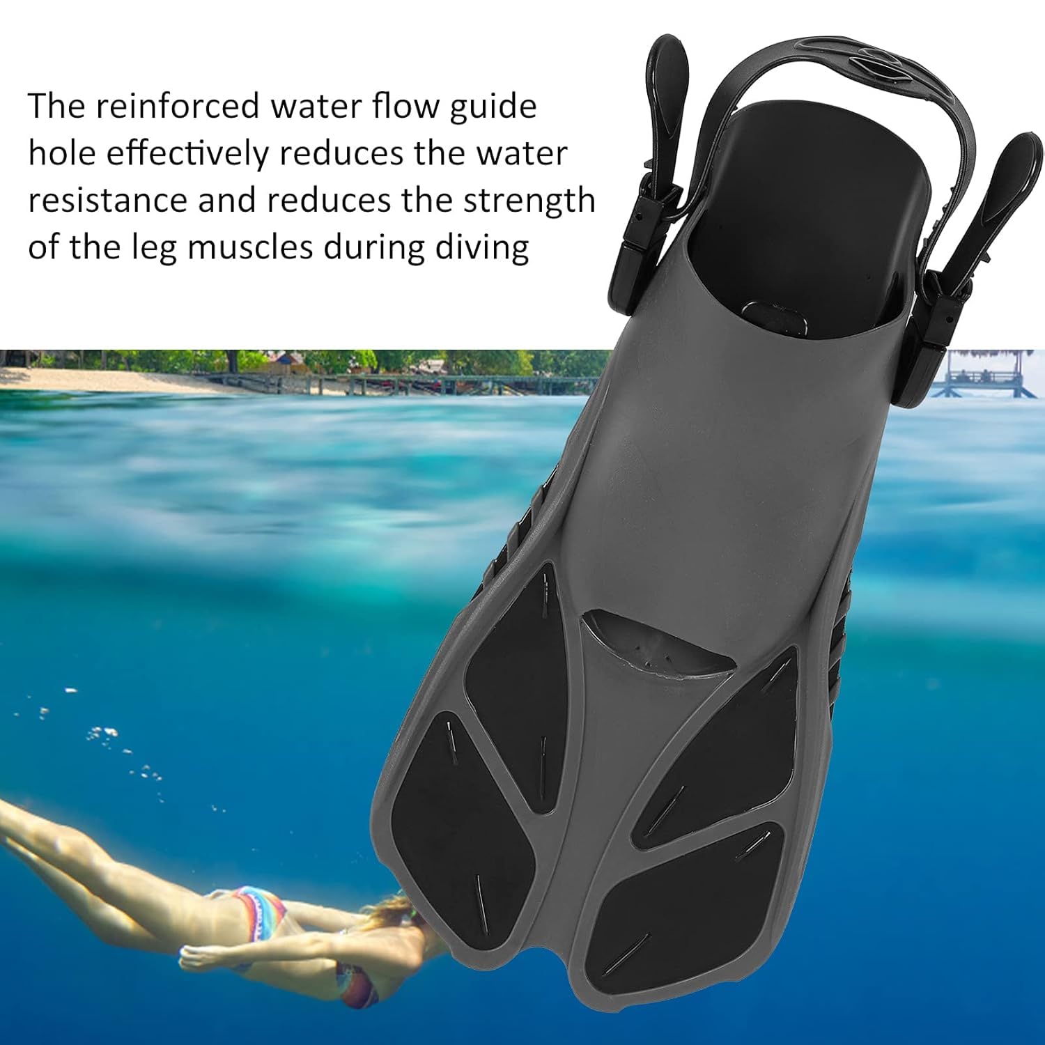 VBM Swimming Fins Diving Flippers Adjustable Strap Diving Flippers with Mesh Bag and Extra Buckle Connector for Men Women Snorkeling Diving Swimming 4