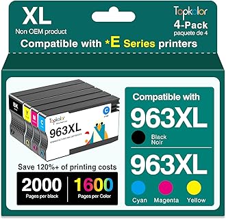 Topkolor 963XL Ink Cartridges Multipack Remanufactured for HP 963XL 963 for HP Officejet Pro 9010e 9010 Ink Cartridges 9012 9012e 9020 9020e 9014 9014e 9015 9015e 9018e 9019e 9022 9025e