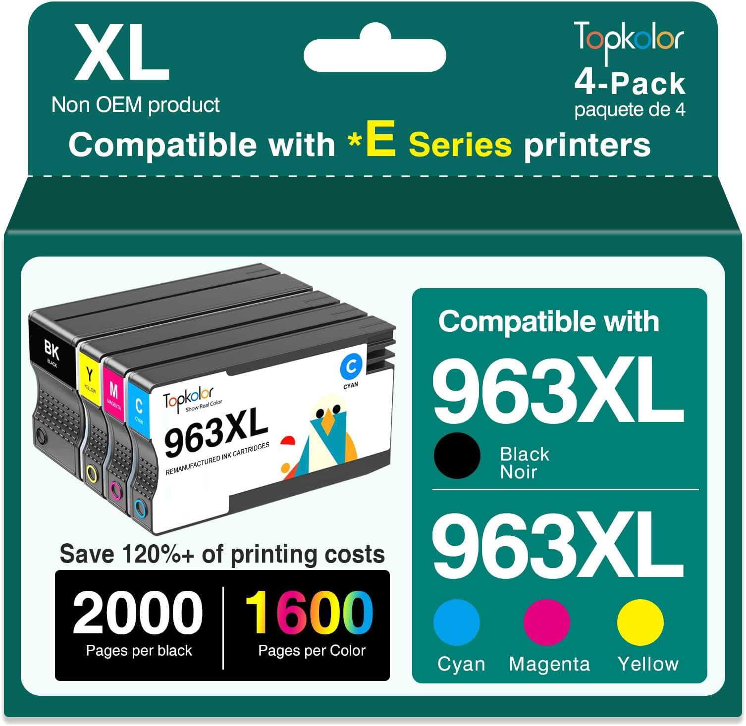 963XL Ink Cartridges Multipack Remanufactured for HP 963XL 963 for HP Officejet Pro 9010e 9010 Ink Cartridges 9012 9012e 9020 9020e 9014 9014e 9015 9015e 9018e 9019e 9022 9025e