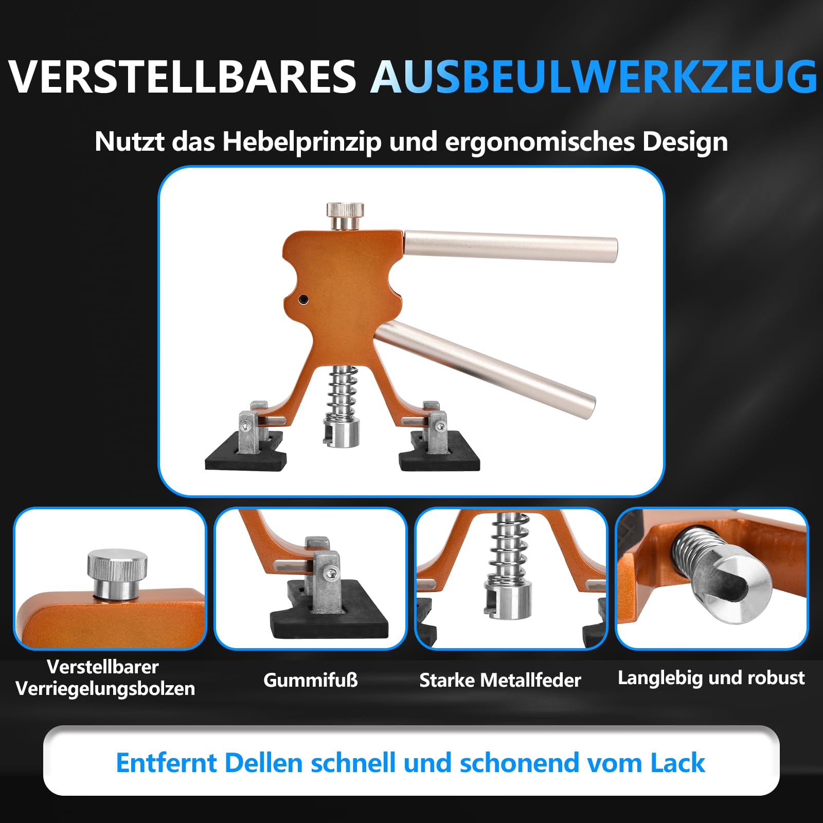 Auto Dellen Reparaturset 119Pcs - Auto Reparatur Ausbeulwerkzeug Lackfreies Dent Reparatur Puller Kit Karosserie Beulen Ausbeulwerkzeugset für Hagelschaden Fahrzeug Dellen