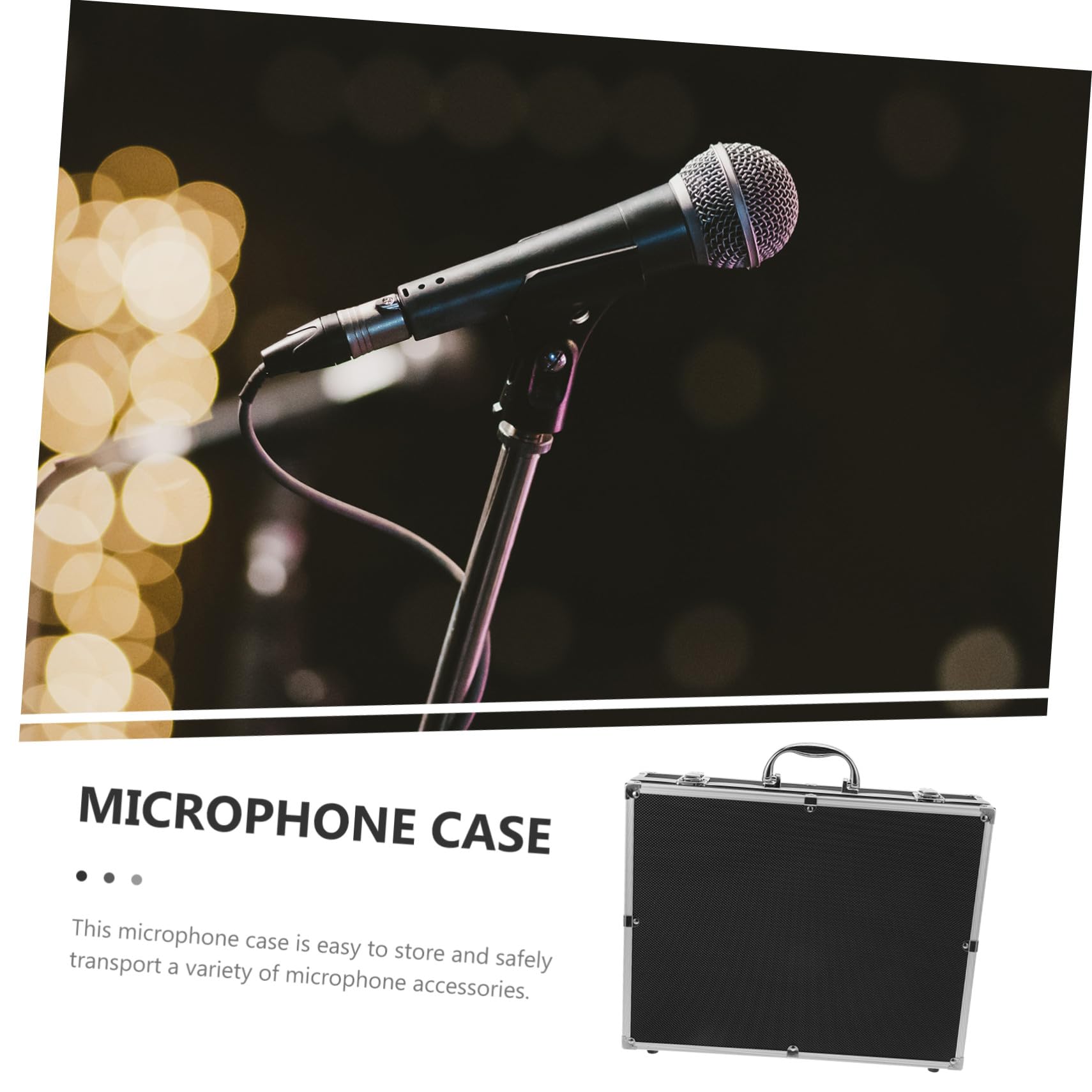 Custodia Rigida Protezione Antiurto in Lega di Alluminio e Schiuma con Maniglia per Microfono Portatile Organizer per 4 Microfoni Cordless per Viaggi