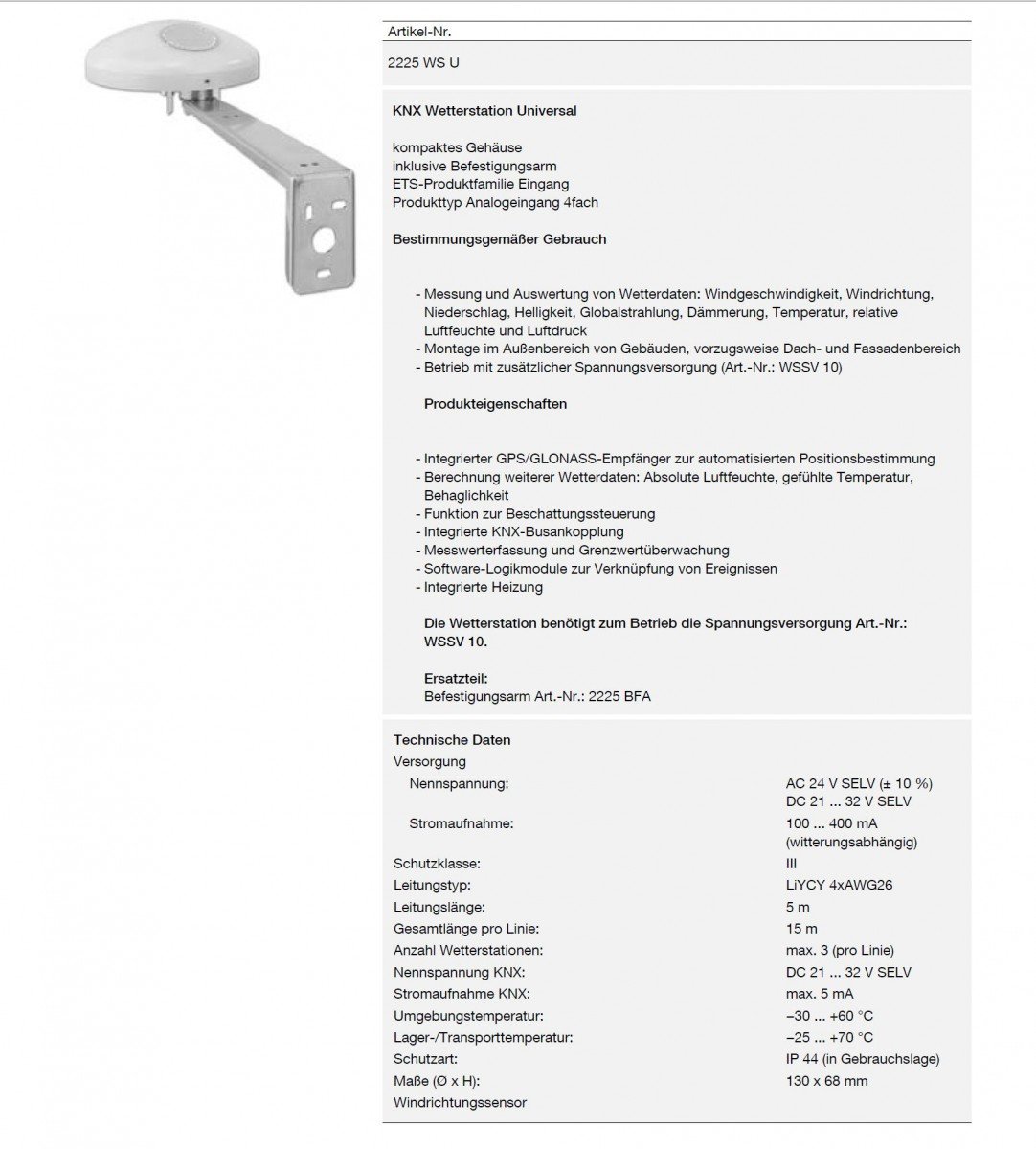 Jung KNX stacja kolejowa METEOROLOGICA Universal KNX