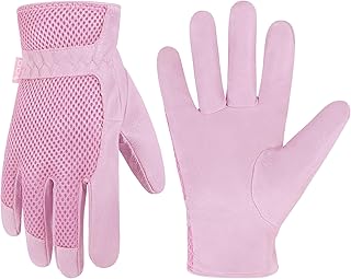 HANDLANDY Garden Gloves for Women, Soft Leather Durable & Flexible Womens Gardening Yard Work Gloves
