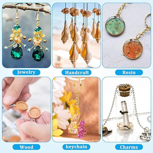 Miniatura 6 de Shynek Juego de taladro manual con 600 ganchos de ojo de tornillo pequeño y 10 tamaños diferentes para llavero, fabricación de joyas y manualidades