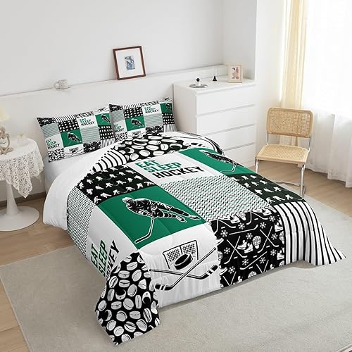 Miniatura 4 de Erosebridal Hockey Bedding - Juego de edredón para jugadores de hockey