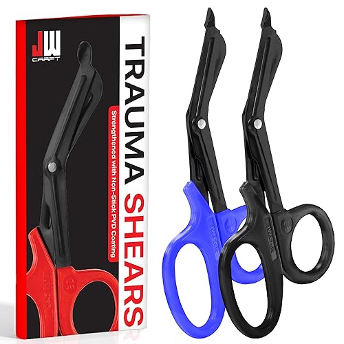 Paquete de 2 tijeras de trauma médico  Tijeras de vendaje premium de 7.5 pulgadas, hoja de acero inoxidable con revestimiento de plasma