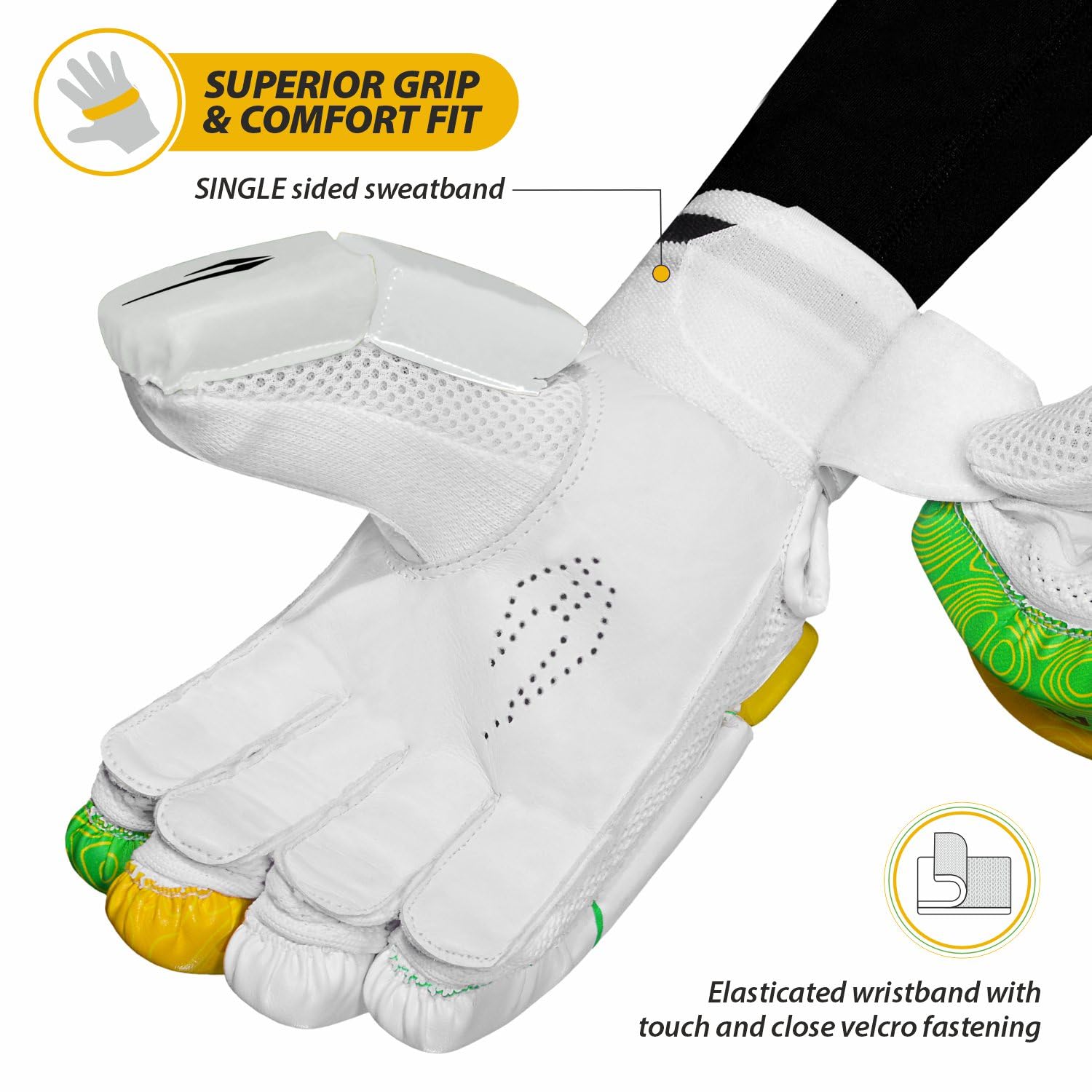 DSC Intense Attitude Leather Cricket Batting Gloves, Youth Left (Red Purple) 3