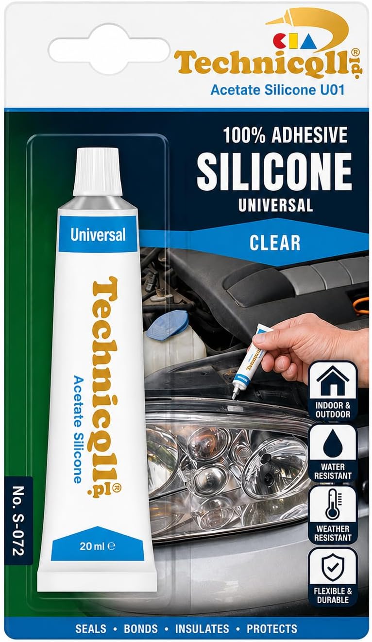 Technicqll CLEAR COLOURLESS SILICONE ADHESIVE GLUE 20ml UNIVERSAL