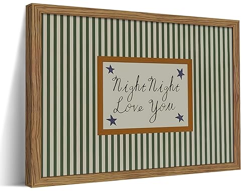 Vintage Green Wall Art, Mid Century Night Night Love You