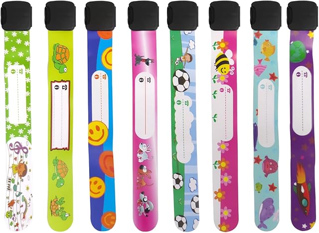 8PCS Child Safety ID Wristband, Kids ID Bracelet Children Safety ID Wristband for Children Emergency Bracelet, Adjustable Waterproof Band SOS Emergency Bands for Boys Girls Toddler Baby A5SBSH