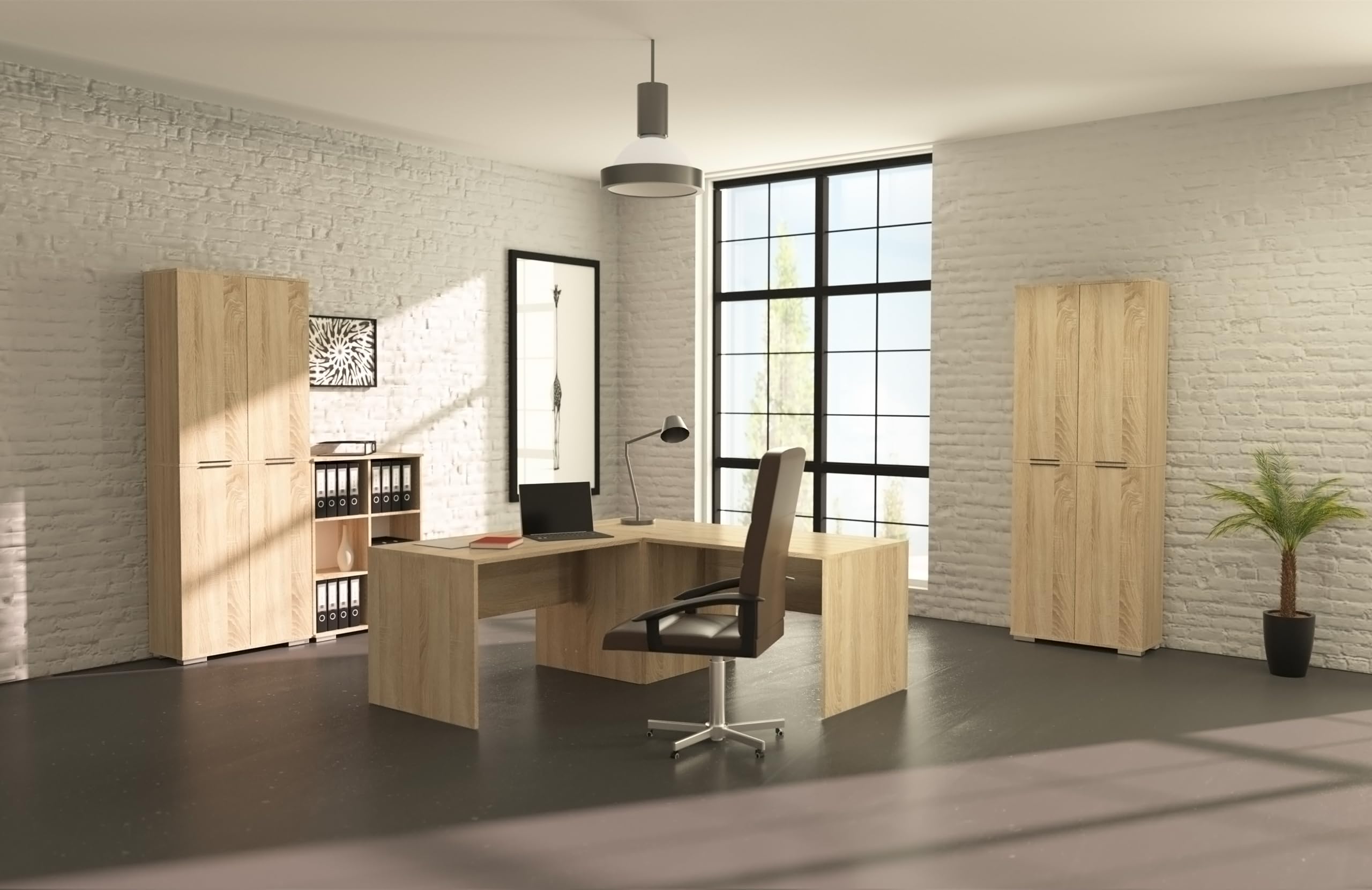 Ordnerschrank Kommode 80,2cm x 109,5cm x 35cm Aktenschrank Optimal Für Schwere Ordner Büro Möbel Büroschrank Schrank Sonoma Eiche Aufbewahrungsschrank Meerzweckschrank Büromöbel