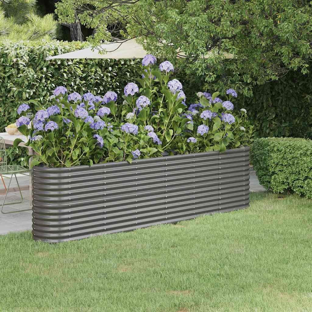 Aiuola rialzata in acciaio zincato, 260 x 40 x 68 cm, grigio