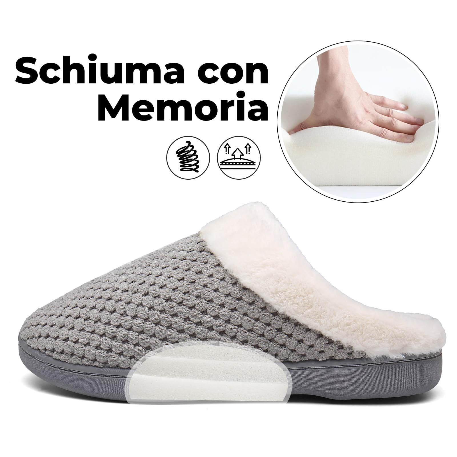 Mishansha Pantofole Donna Uomo Memory Foam in Caldo Cotone Scarpe da Casa