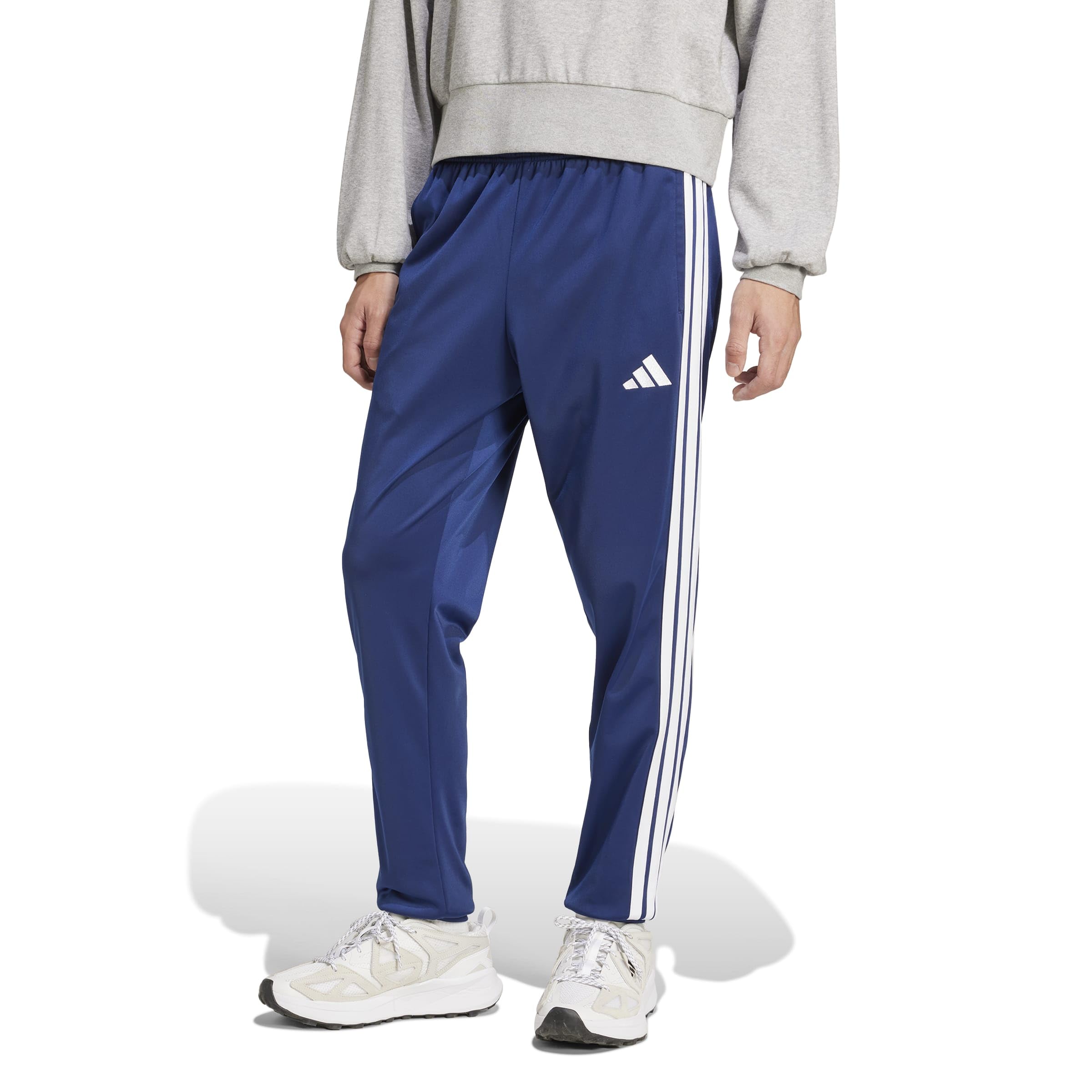 adidas Men's 3-Stripes Tricot Track Pants, Dark Blue, L
