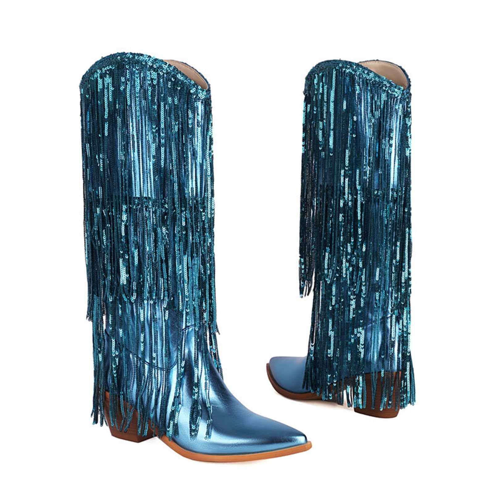 Damen Cowboystiefel Mit Fransen Für Winterstiefel Gefüttert Elegant