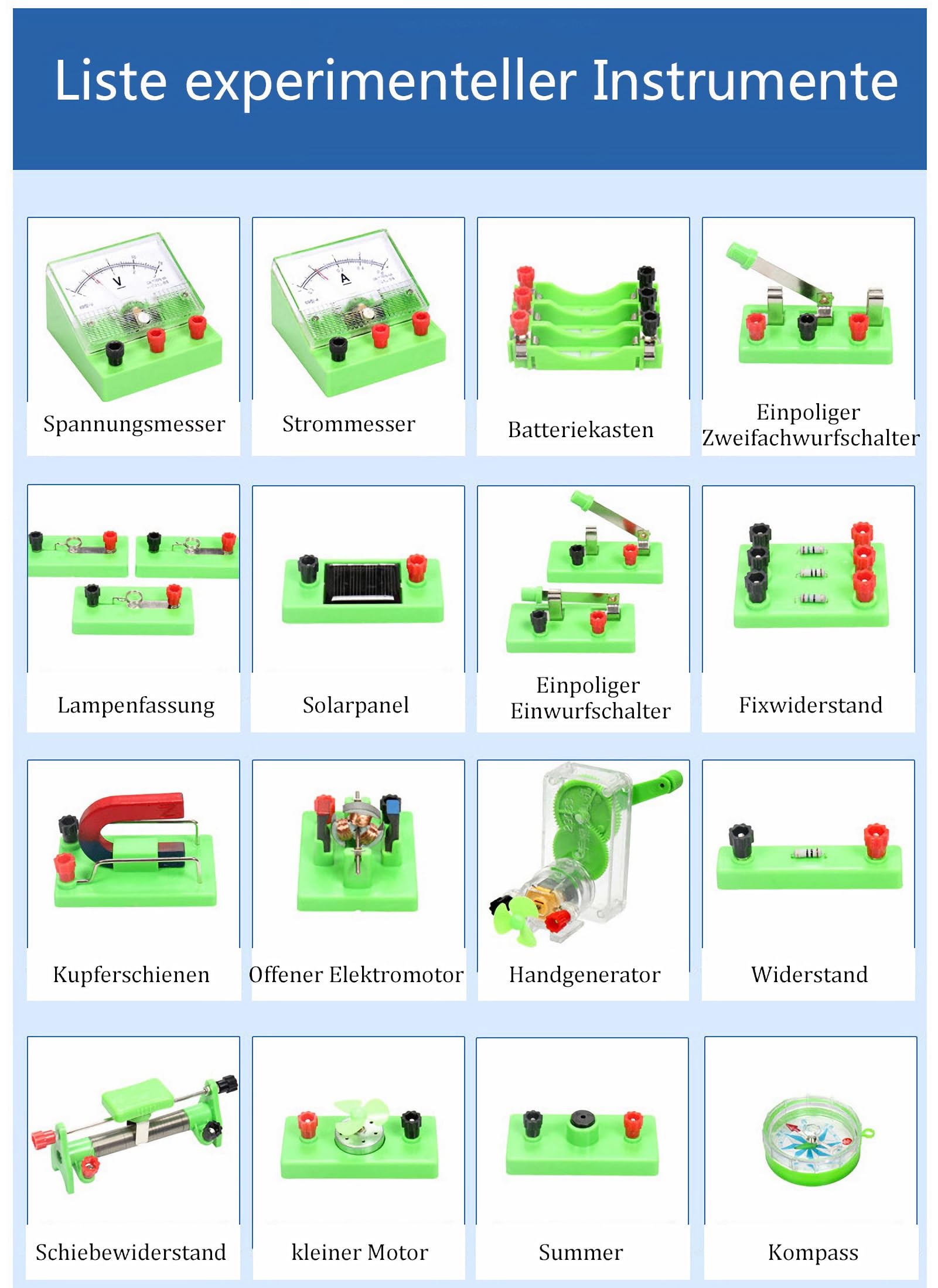Physik Baukasten Experimentierkasten Physik elektrische Schaltung Lernkit, Elektronik und Magnetismus (Deutsches Handbuch, geeignet für 8+ Jahre)